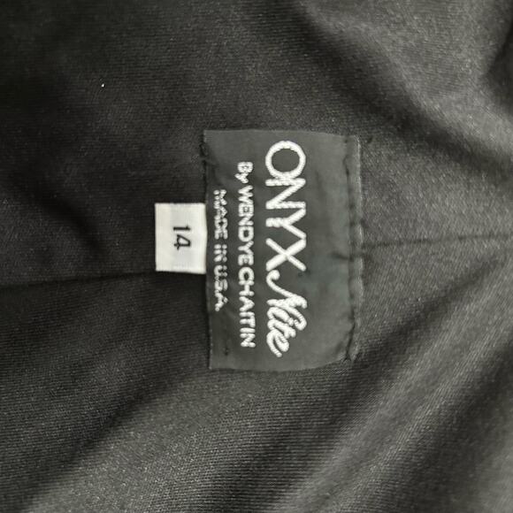 Onyx Nite Black Cold-Shoulder Chiffon Maxi Dress – Size 14 – Made in USA - Picture 6 of 6